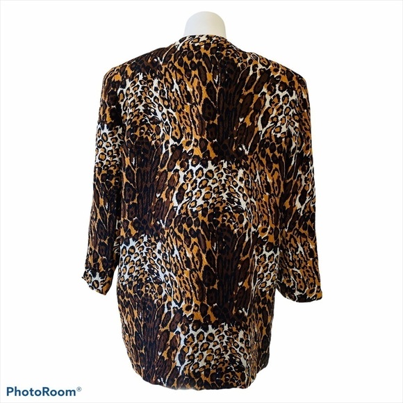 FLORA KUNG Vintage 80’s Silk Leopard Blazer Size 8 - Picture 3 of 6